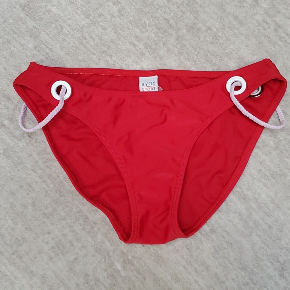 RYGY SPORT Rope Detail Swimsuit Bikini Bottoms Red